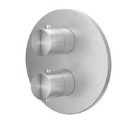 IVY Concord Partie de finition - pour thermostat encastrable - inverseur avec robinet d'arrêt 2 voies - rosace ronde - Inox 316 - Inox brossé 6201111