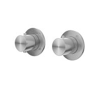 IVY Concord Partie de finition - pour thermostat encastrable - inverseur avec robinet d'arrêt 2 voies - symétrie - rosace ronde - Inox 316 - Inox brossé 6903251