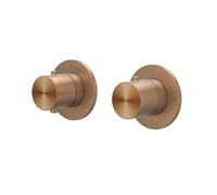 IVY Concord Partie de finition - pour thermostat encastrable - inverseur avec robinet d'arrêt 2 voies - symétrie - rosace ronde - Inox 316 - Cuivre mat brossé PVD 6903253