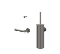 IVY Ensemble d’accessoires - ensemble brosse WC - modèle mural - petite patère pour serviette - porte-rouleau de papier toilette - Noir métallisé brossé PVD 6901166