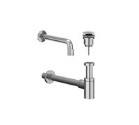 IVY Ensemble de lave-mains - modèle mural - raccourcissable - bonde always open - Chrome 6901431