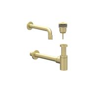 IVY Ensemble lave-mains - modèle mural - recoupable - bonde always open - Or brossé mat PVD 6901434