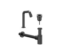 IVY Ensemble pour lave-mains - Contour - montage en surface - bas - clapet always open - Chrome noir PVD 6901457