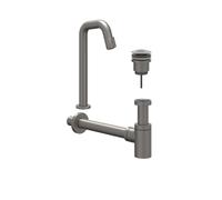 IVY Ensemble pour lave-mains - Contour - posé - rehaussé - clapet always open - Metal black brossé PVD 6901466