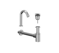 IVY Ensemble pour lave-mains - montage en surface - courbé - modèle S - bonde always open - Chrome 6901421