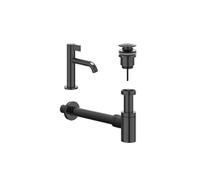 IVY Ensemble pour lave-mains - posé - bas - bouchon always open - Noir chrome PVD 6901417