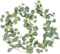 Ivy Garland Artificial Plants,2pcs Artificial Eucalyptus Green Leaves 180cm Artificial Leaves with Willow Leaves Flower White Flower Hanging for Wedding Hanging Wall Decoration