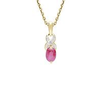 Ivy Gems Collier en or jaune 9 carats avec rubis et diamant avec pendentif en forme de Prince of Wales Chaîne de 46 cm