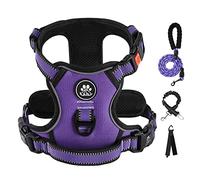 IVY&LANE Harnais Anti-Traction pour Chiens de Taille Moyenne avec Laisse, Ceinture de sécurité et Sangle de Rangement, entièrement réglable, Bande réfléchissante à 360°, poignée Souple (Violet, M)