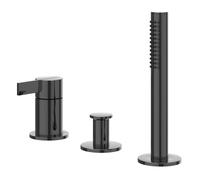 IVY Pact Combinaison pour rebord de baignoire - 3 voies - mitigeur - douchette à main extractible - sans bec - Chrome noir PVD 6302107