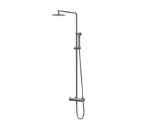 IVY Pact Ensemble de douche de pluie - apparent - douche de tête medium 25 cm - douchette à main bâton - metal black brossé PVD CSP1GMAE