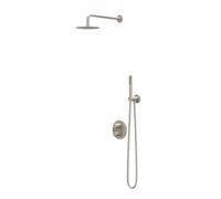 IVY Pact Ensemble de douche de pluie - encastré - inverseur-arrêt 2 voies - bras de plafond 30 cm - douche de tête medium ronde 20 cm - support avec sortie - flexible de douche 150 cm - douchette 3 je