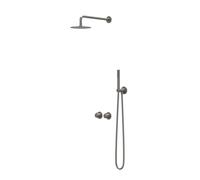 IVY Pact Ensemble de douche de pluie - encastré - symmetry - inverseur-arrêt 2 voies - bras de plafond 30 cm - grande douche de tête slim 30 cm - barre de douche avec sortie - flexible de douche 150 c