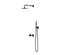 IVY Pact Ensemble de douche de pluie - encastré - symmetry - inverseur d’arrêt 2 voies - bras de douche mural 40 cm - douche de tête medium 20 cm - barre de douche avec prise d’eau - flexible de douch