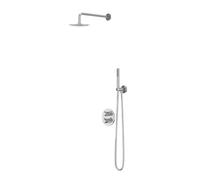 IVY Pact Ensemble de douche de tête - encastré - inverseur d’arrêt 2 voies - bras de plafond 30 cm - douche de tête slim ronde 25 cm - support avec sortie - flexible de douche 150 cm - douchette à mai