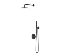 IVY Pact Ensemble de douche de tête - encastré - inverseur d’arrêt 2 voies - bras mural 40cm - douche de tête medium ronde 25cm - support avec sortie - flexible de douche 150cm - douchette satin spray