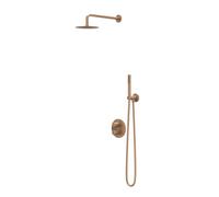 IVY Pact Ensemble de douche pluie - encastré - inverseur d'arrêt 2 voies - bras de plafond 30 cm - pomme de douche principale medium ronde 20 cm - barre de douche avec sortie - flexible de douche 150