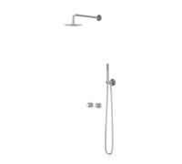 IVY Pact Ensemble de douche pluie - encastré - symmetry - inverseur-stop 2 voies - bras de plafond 30 cm - douche de tête slim 30 cm - barre de douche avec sortie - flexible de douche 150 cm - douchet