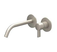 IVY Pact Ensemble de robinet mélangeur - 2 trous - avec partie encastrable - montage mural - bec courbé - démarrage à froid - Nickel brossé PVD 6101353/6199001