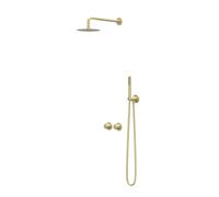 IVY Pact Ensemble douche pluie - encastrable - symétrie - inverseur avec arrêt 2 voies - bras mural 40 cm - pomme de douche slim 25 cm - support avec sortie - flexible de douche 150 cm - douchette sti