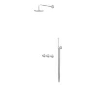 IVY Tribe Ensemble de douche de tête - encastré - symmetry - 2 robinets d'arrêt - bras de plafond 20 cm - douche de tête medium 20 cm - support avec sortie - flexible de douche 150 cm - douchette à ma