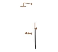 IVY Tribe Ensemble de douche de tête - encastré - symmetry - 2 robinets d'arrêt - bras de plafond 30 cm - douche de tête medium 25 cm - support avec sortie - flexible de douche 150 cm - douchette à ma