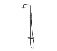 IVY Tribe Ensemble de douche de tête - montage apparent - pomme de douche principale medium 25 cm - douchette bâton - INOX 316 - noir carbone brossé PVD CST1ICBAB