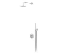 IVY Tribe Ensemble de douche pluie - encastrable - 2 voies inverseur avec robinet d'arrêt - bras mural 40 cm - pomme de douche medium 30 cm rond - support avec sortie - flexible de douche 150 cm - dou