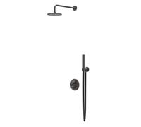 IVY Tribe Ensemble de douche pluie - encastrable - 2 voies inverseur avec robinet d'arrêt - bras plafond 20 cm - pomme de douche medium 25 cm rond - support avec sortie - flexible de douche 150 cm - d