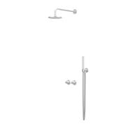 IVY Tribe Ensemble de douche pluie - encastrable - symétrie - 2 voies inverseur avec robinet d'arrêt - bras plafond 30 cm - pomme de douche medium 25 cm - support avec sortie - flexible de douche 150 