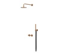 IVY Tribe Ensemble de douche pluie - encastré - symmetry - inverseur-arrêt 2 voies - bras de douche mural 40 cm - pomme de douche principale medium 25 cm - support avec sortie - flexible de douche 150