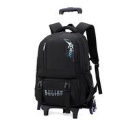 IvyH Sac à Dos à Roulettes pour Garçons Adolescents, Cartable pour Enfants avec Chariot Amovible à 6 roues, Sac D'école Décontracté pour l'école ou les Voyages, 27 Litres - Noir