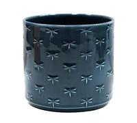 Ivyline Jardinière en faïence, Libellule Bleue, 13,5 cm x 12,5 cm