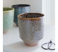 Ivyline Pot de Fleurs Rond en faïence émaillé Reactive Glaze - Étanche, Durable et décoratif - pour intérieur - 13 x 13 cm (H x P)