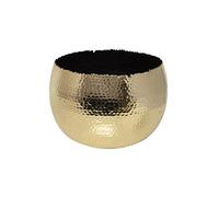Ivyline Pot de Fleurs Rond martelé en Or/Noir - Résistant aux UV et imperméable - Pot de Fleurs décoratif d'intérieur en Fer de qualité supérieure - H 14 cm x P 19 cm
