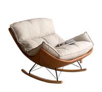 IvyLoutish Bionic Chaise à bascule moderne en forme d'œuf avec structure en bois, assise rembourrée avec dossier, confortable pour chambre d'enfant, salon, chambre à coucher, bureau (blanc nul)