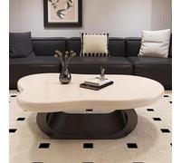 IvyLoutish Cloud Tables basses pour salon, cadre en métal et plateau en bois, table basse moderne simple irrégulière funky pour petit espace, maison, appartement, assemblage facile (noir + blanc, 120