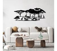 IvyLoutish Décoration murale en métal Safari Wildlife - Art mural en métal Af Savane - Art mural animal - Décoration murale d'arbre - Décoration de chambre à coucher - À suspendre pour salon, chambre
