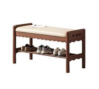 IvyLoutish Entryway Shoe Rack Bench with Cushion Storage Bench with Adjustable Dividers Breathable Linen Upholstery for Home,Ideal for Home