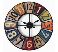 IvyLoutish Horloge murale 60 cm en métal vintage noir horloge murale ronde silencieuse à piles horloge murale pour salon, chambre à coucher, cuisine, café, hôtel, bureau, décoration d'intérieur