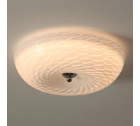 IvyLoutish Plafonnier encastré en Verre opalin de Style Moderne du Milieu du siècle, Grande Lampe LED Ronde rétro Blanche Art déco pour Chambre, entrée et buanderie