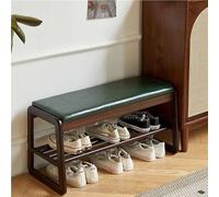 IvyLoutish Solid Wood Shoe Bench with Multi Layer Storage Mid Century Modern Shoe Rack with Upholstered Seat Compact Entryway Shoe Cabinet for Hallways and Small Apartments,Ideal for Home
