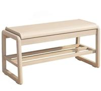 IvyLoutish Solid Wood Shoe Bench with Multi Layer Storage Mid Century Modern Shoe Rack with Upholstered Seat Compact Entryway Shoe Cabinet for Hallways and Small Apartments,Ideal for Home