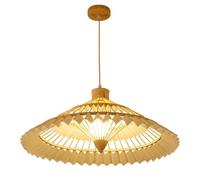 IvyLoutish Suspension Japonaise en Bambou tressé à la Main, Lampe Parapluie Suspendue en Bois et Papier Naturel, Douille E27 réglable pour Salle à Manger, Salon de thé ou Chambre (50 cm)