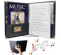 IvyRobes Dossier de partitions en cuir synthétique 31,8 x 25,4 cm avec 3 anneaux, dragonne et bande élastique, 10 poches pour 21,6 x 27,9 cm, A4, feuilles de 22,9 x 30,5 cm pour piano, choral et