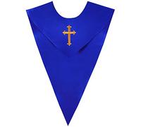 IvyRobes Forme en V Clergé Volé Étoles de Choeur avec Cross Brillant Église Prêtre Costume Bleu royal
