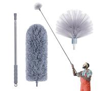 IVYROLL Plumeau en toile d'araignée avec tige d'extension, brosse en toile d'araignée et kit de plumeau de plafond pour nettoyage, plumeau en microfibre de 254 cm avec tête lavable pour ventilateur de
