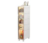IvyTantor Armoire de Salle de Bain Chariot de Rangement Fin en Plastique avec 5 tiroirs pour Salle de Bain, Chambre, Bureau, Cuisine, Salon, étagères étroites sur roulettes de 18 cm (l)