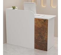IvyTantor Brown Reception Desk with Lockable Drawer & Cable Grommet - Modern 80cm/31.4in Office Furniture for Professional Workspaces, Stylish & Functional Solution