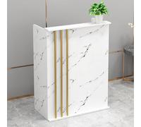 IvyTantor Modern Marble Reception Desk with Lockable Drawer - Stylish Corner Retail Counter Cabinet for Office Showcase, Cash Desk, Welcome Unit & Storage Solution